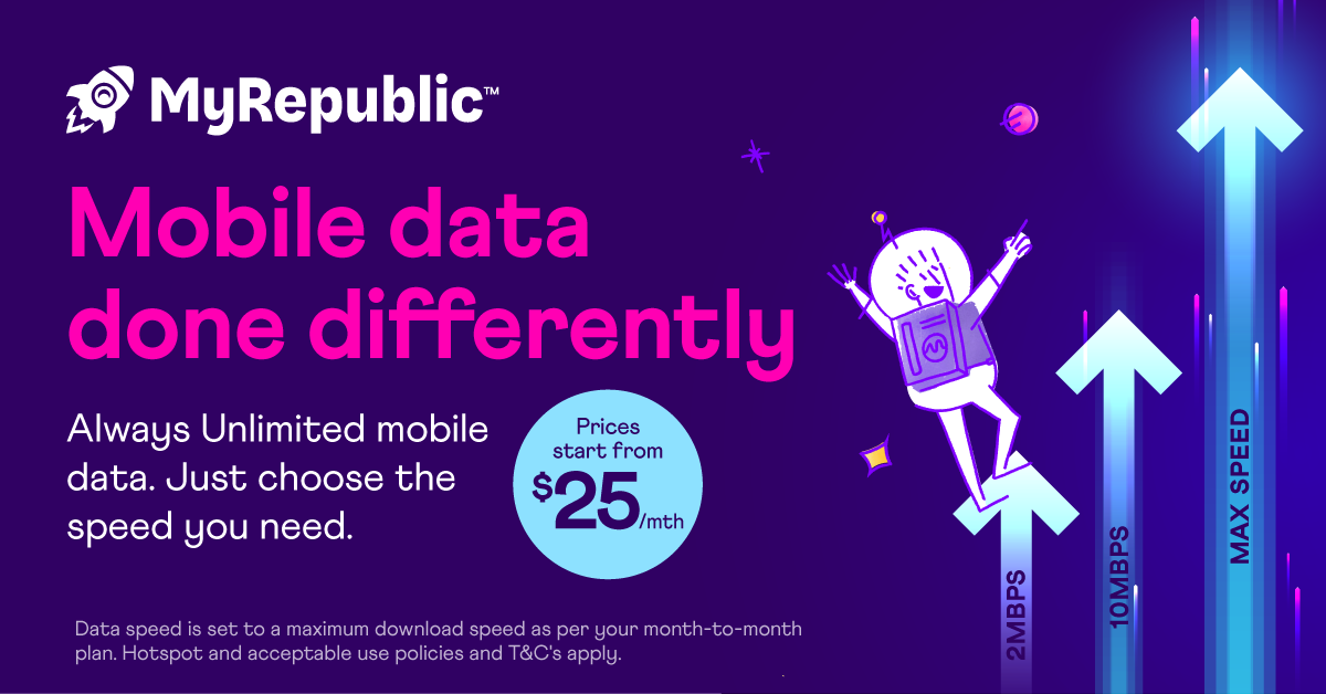 Get unlimited data for affordable prices with MyRepublic's Unlimited Mobile Data Plans! 